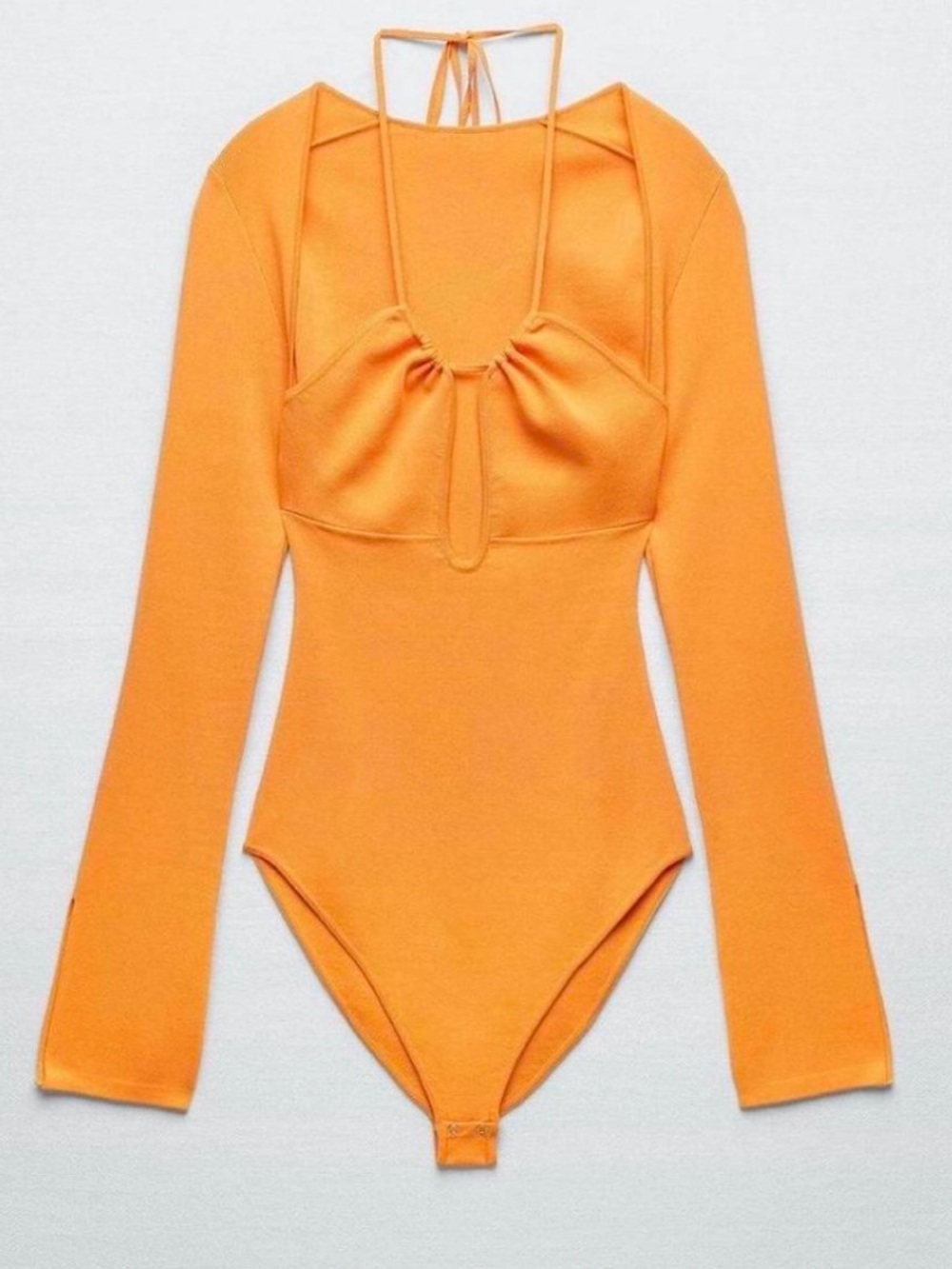 Zara Orange Cutout Long Sleeve Women's Top